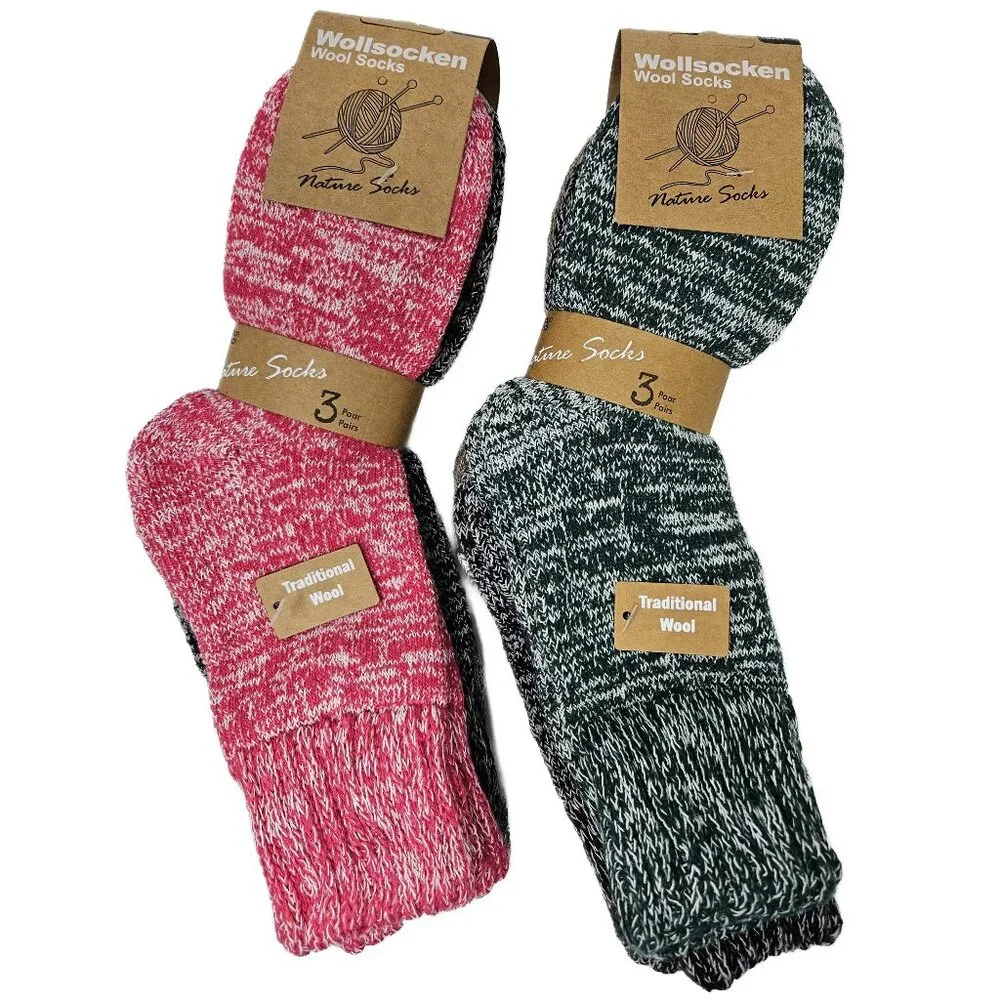 Women’s Marled Wool Thermal Socks 3-Pair Pack Cozy Winter Warm Boot Socks. 9-11